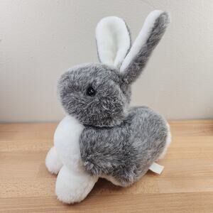 Vintage 80s Gray Bunny Rabbit Plush-11" Tall- C S Int'l Inc Toy- Stuffed Animal